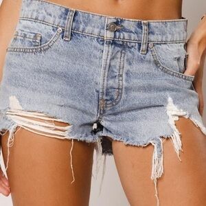 NEW WITH TAGS Denim Blue Distressed Women Shorts